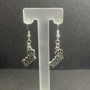 Silver Dog Person Earrings